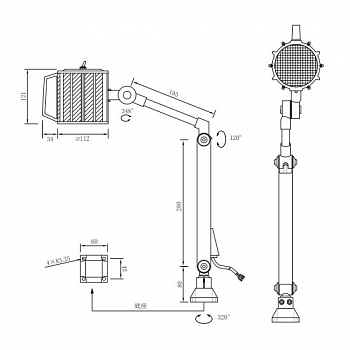 Светодиодный двуxсуставный станочный светильник EMLED-109